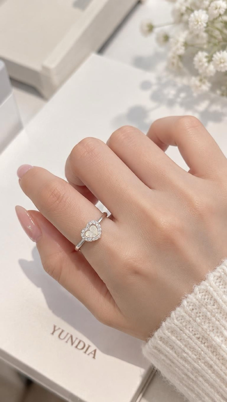 Halo Heart Ring — 925 Sterling Silver