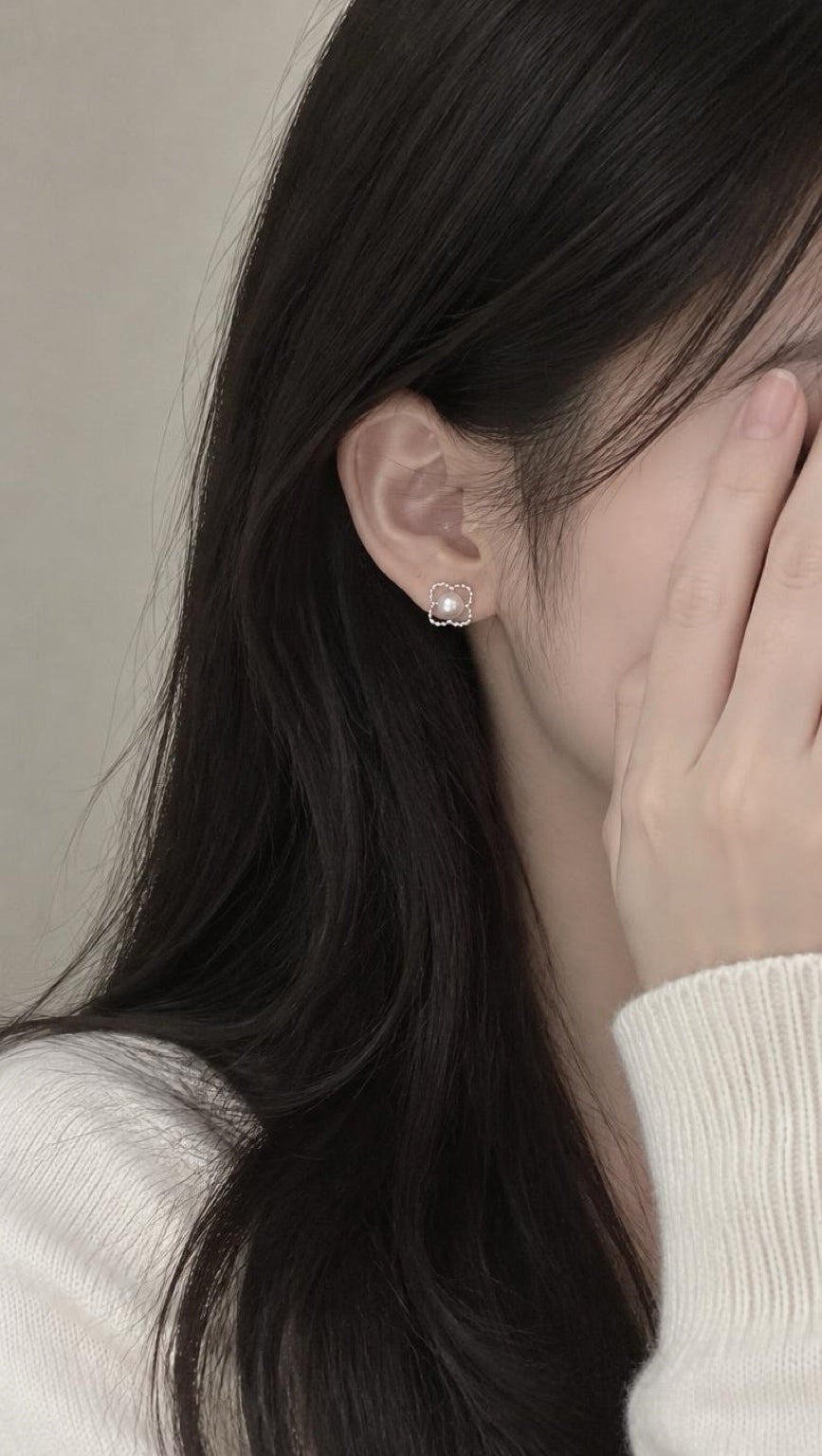 Florine Pearl Stud Earrings — 925 Sterling Silver