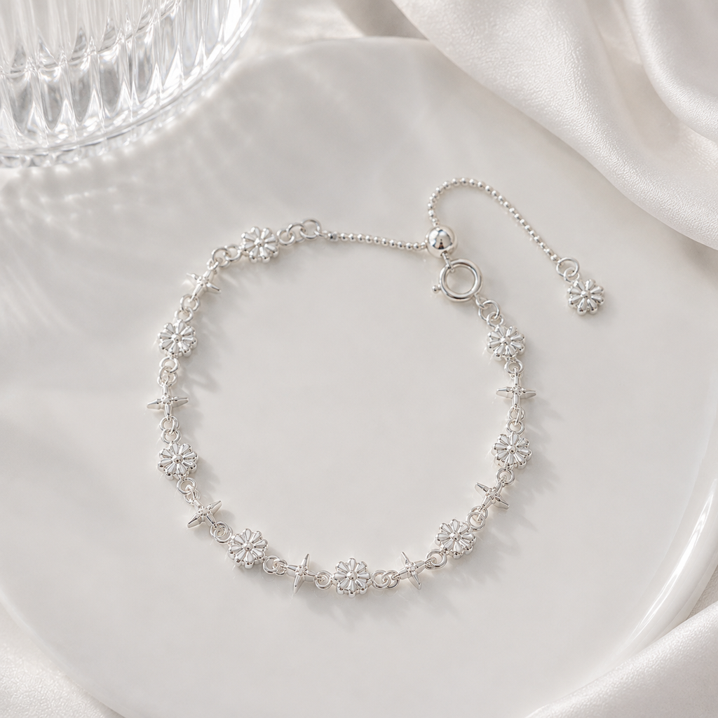 Starlit Daisy Bracelet — 925 Sterling Silver