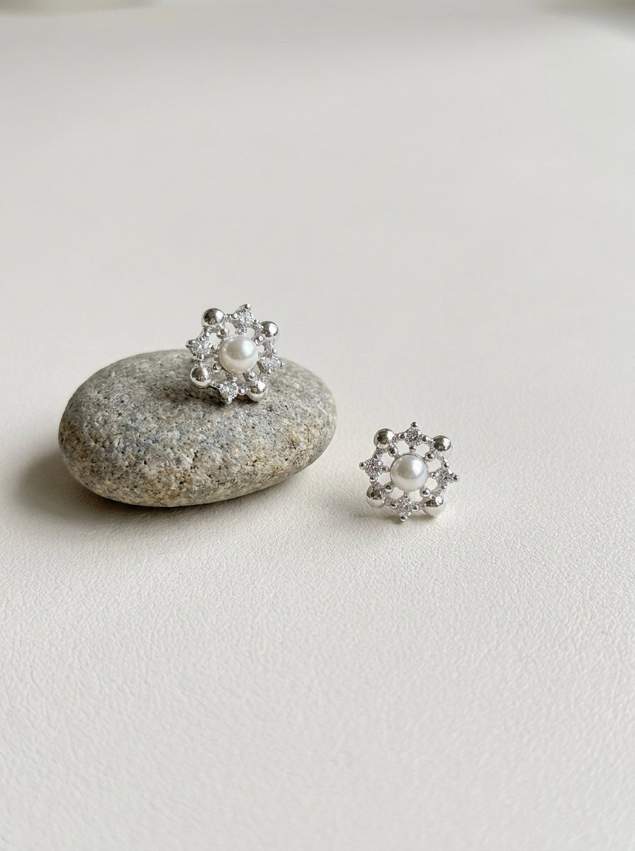 Rosalie Pearl Stud Earrings — 925 Sterling Silver - YUNDIA