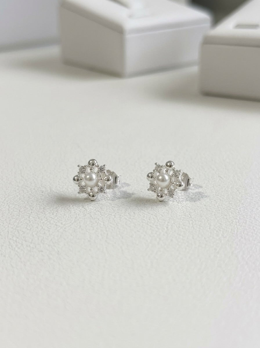 Rosalie Pearl Stud Earrings — 925 Sterling Silver - YUNDIA