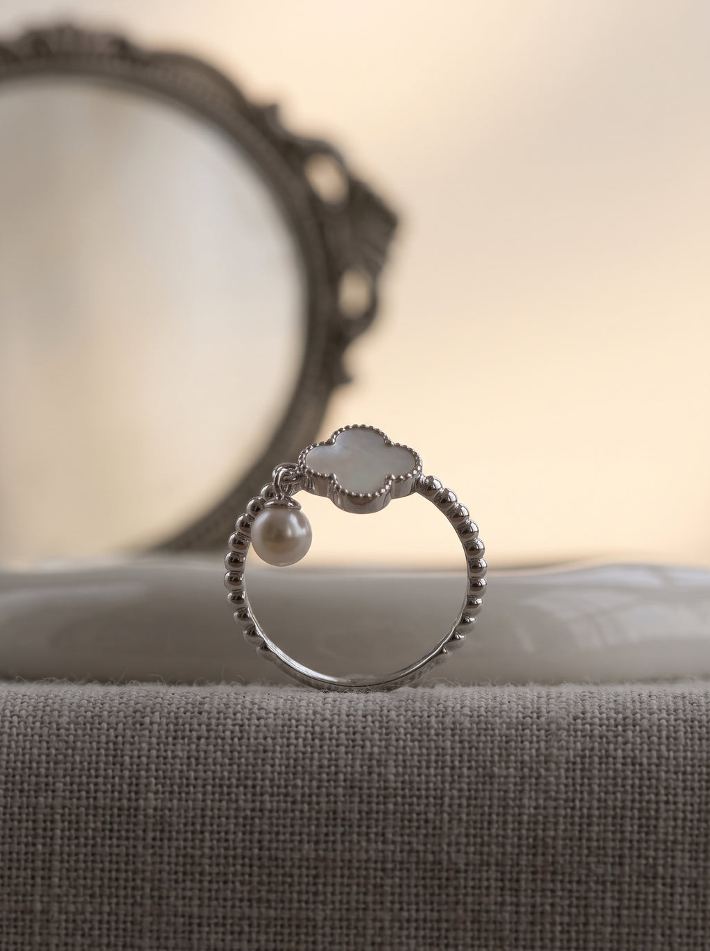 Pearl Clover Ring — 925 Sterling Silver