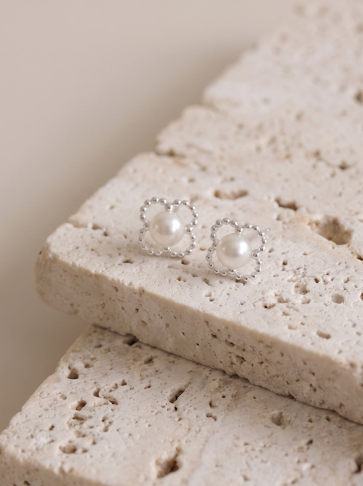Florine Pearl Stud Earrings — 925 Sterling Silver