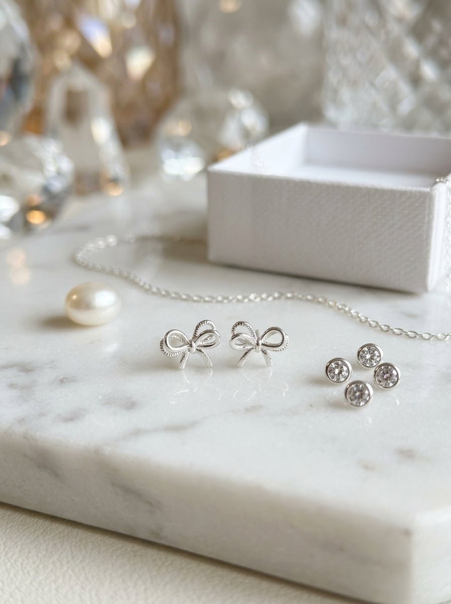 Arielle Bow Earrings — 925 Sterling Silver - YUNDIA