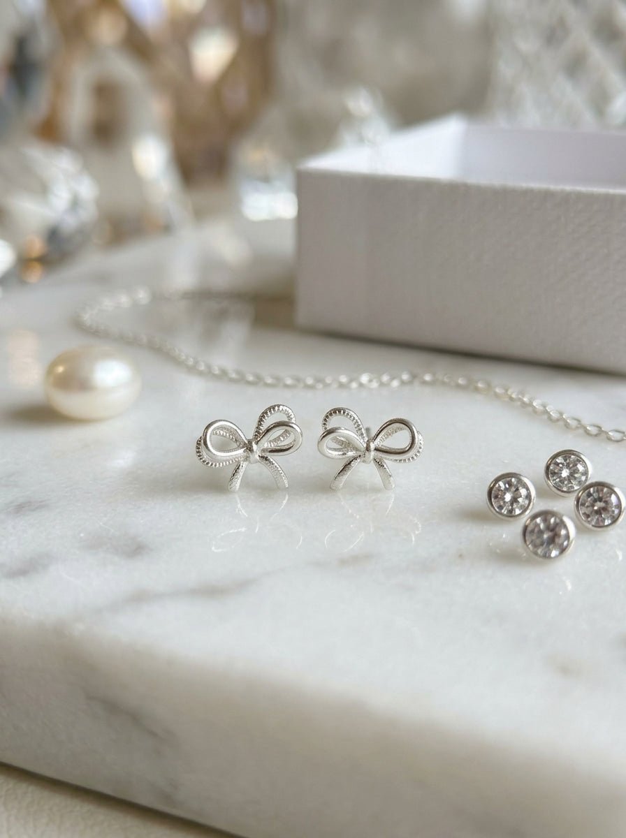 Arielle Bow Earrings — 925 Sterling Silver - YUNDIA